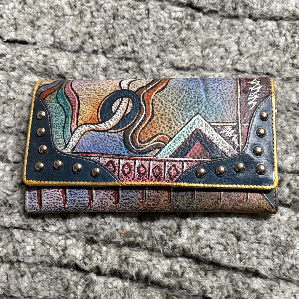 Biacci Colorful Leather Wallet with Studs